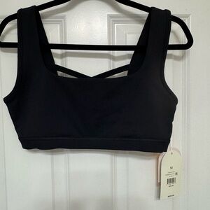 Classic Black Sports Bra with Crossback Design